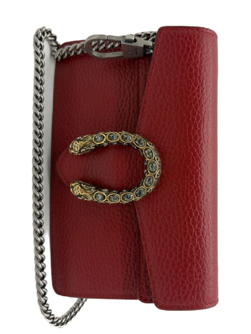 Authentic Gucci Dionysus Leather Chain Wallet / Mini Shoulder Bag – Red